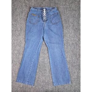 Vintage 90s Y2K Hot & The Gang Lace Up Flare Jeans Juniors 7 Made USA High Rise